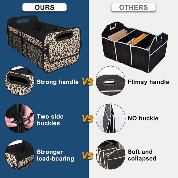 🆕Men Leopard Print Car Organizer Storage with 6 Pocket Accessoriesizer Trunk - Picture 5 of 9